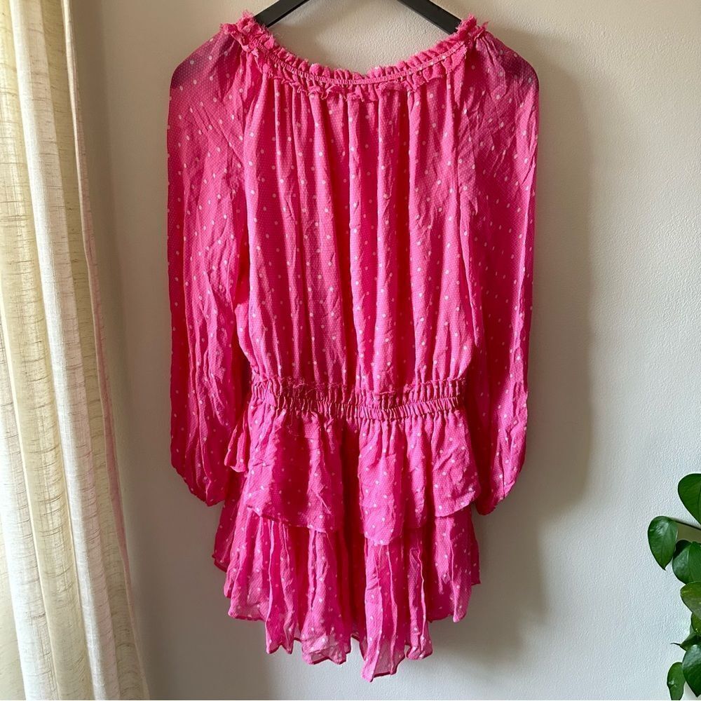 LoveShackFancy Popover Dress in Hot Pink Cherry - Picture 4 of 7